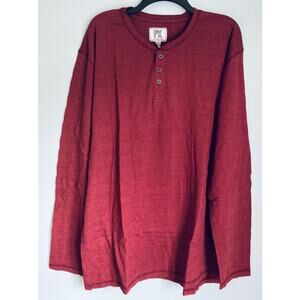 PX Clothing Henley Long Sleeve Mens Shirt 2XL Red